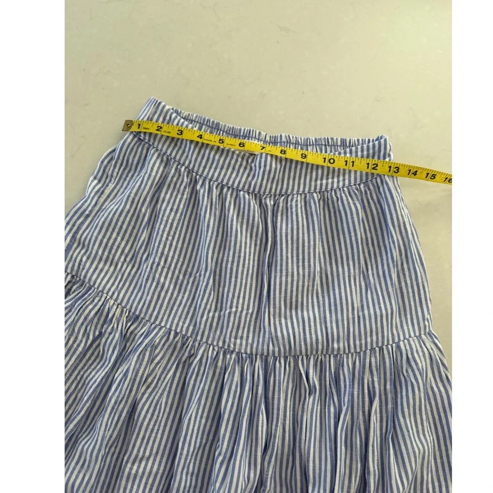 LC Lauren Conrad Blue White Striped Tiered Midi Skirt Elastic Waist XS